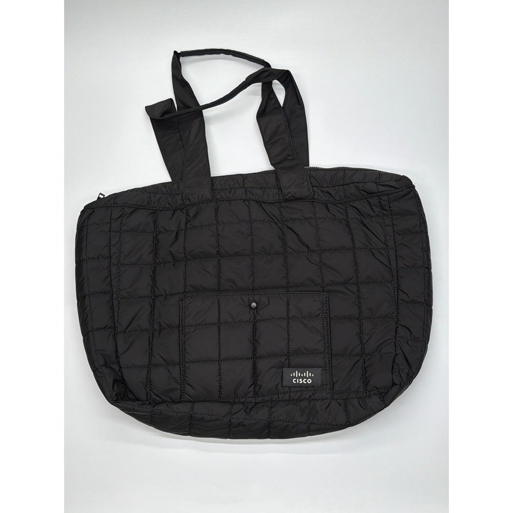 Cisco Core Active Puffer Tote Bag Black Quilted Lightweight Zip Travel Gym Large